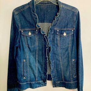 Denim Ruffled Neck Jacket